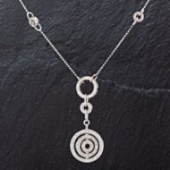 Pre-Owned 14ct White Gold 16" Circle Diamond Necklet 4314592