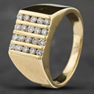 Pre-Owned 14ct Yellow Gold 0.90ct Brilliant Cut Diamond Gents Square Four Row Signet Ring 43151003