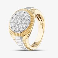 Pre-Owned 18ct Two Colour Gold 1.52ct Brilliant Cut Diamond Round Pave Set Gents Signet Ring 43151009