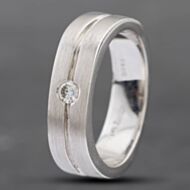 Pre-Owned 14ct White Gold 0.15ct Brilliant Cut Diamond Matt Finish Band Ring 43151015