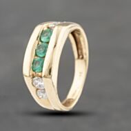Pre-Owned 14ct Yellow Gold Emerald & 0.67ct Brilliant Cut Diamond Set Signet Ring 43151023