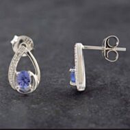 Pre-Owned 9ct White Gold 0.16ct Tanzanite & Diamond Pear Shaped Stud Earrings 43170087