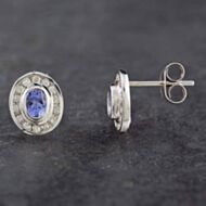 Pre-Owned 9ct White Gold 0.14ct Tanzanite & 0.50ct Diamond Oval Stud Earrings 43170089