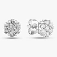 Pre-Owned 9ct White Gold 0.50ct Brilliant Cut Diamond Flower Cluster Stud Earrings 43170100