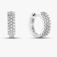 Pre-Owned 9ct White Gold 0.50ct Brilliant Cut Diamond Three Row Hinged Hoop Earrings 43170109