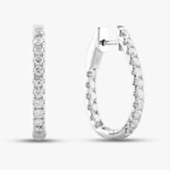 Pre-Owned 14ct White Gold 1.10ct Brilliant Cut Diamond Oval Hoop Earrings 43170125