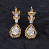 Pre-Owned 18ct White Gold 2.19ct Diamond & 1.40ct Brilliant Cut Yellow Diamond Dropper Earrings 4317025