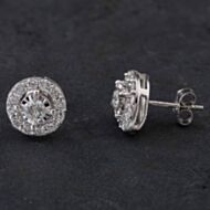 Pre-Owned 9ct White Gold 1.00ct Brilliant Cut Diamond Round Cluster Stud Earrings 4317098