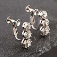 Pre-Owned 14ct White Gold Brilliant Cut Diamond Graduated Triple Cluster Dropper Earrings 43171039