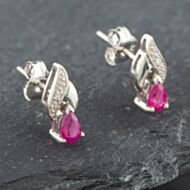 Pre-Owned White Gold 0.42ct Pear Shaped Ruby & Diamond Stud Earrings 43171056