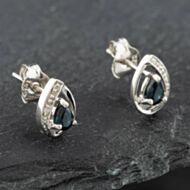 Pre-Owned White Gold 0.35ct Sapphire & Diamond Pear Shaped Stud Earrings 43171079