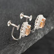 Pre-Owned Platinum Certificated 1.63ct Imperial Golden Topaz & 0.38ct Brilliant Cut Diamond Oval Screw Fittings 10.6mm Stud Earrings 43171108