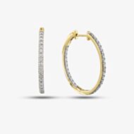 Pre-Owned 14ct Yellow Gold 32mm 1.50ct Brilliant Cut Diamond Hoop Earrings 43171150