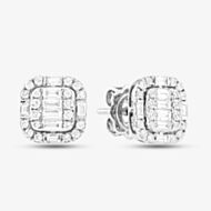 Pre-Owned 18ct White Gold Diamond Cushion Shape Stud Earrings 43171172