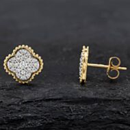 Pre-Owned 18ct Two Colour Gold Brilliant Cut Diamond Cluster Stud Earrings 43171179