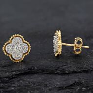 Pre-Owned 18ct Two Colour Gold Brilliant Cut Diamond Cluster Stud Earrings 43171180