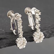 Pre-Owned 18ct White Gold 18mm 0.46ct Brilliant Cut Diamond Cluster Screw Fitting Dropper Earrings 43171190