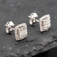 Pre-Owned 9ct White Gold 0.25ct Brilliant Cut Diamond Square Cluster Stud Earrings 43171195