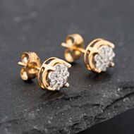 Pre-Owned 9ct Yellow Gold 0.25ct Brilliant Cut Diamond Cluster Stud Earrings 43171206