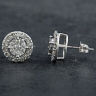 Pre-Owned 9ct White Gold 1.00ct Brilliant Cut Diamond Round Cluster Stud Earrings 4317123