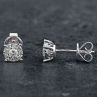 Pre-Owned 14ct White Gold 0.32ct Brilliant Cut Diamond Round Cluster Stud Earrings 4317131