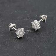 Pre-Owned 14ct White Gold 1.00ct Brilliant Cut Diamond Flower Stud Earrings 43171368