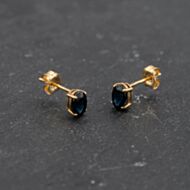 Pre-Owned Yellow Gold 6mm Sapphire Set Stud Earrings 43171378