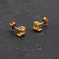 Pre-Owned Yellow Gold 5.5mm Citrine Square Stud Earrings 43171383