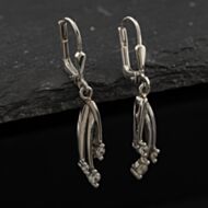 Pre-Owned 9ct White Gold Cubic Zirconia Three Stone 33.5mm Dropper Earrings 43171384