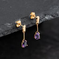 Pre-Owned Yellow Gold 18mm Amethyst Dropper Earrings 43171388