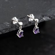 Pre-Owned 9ct White Gold 13mm Amethyst Tear Drop Dropper Earrings 43171391