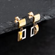 Pre-Owned Two Colour Gold 19mm Dropper Earrings 43171431