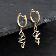 Pre-Owned 9ct Two Colour Gold 33.5mm Twisted Dropper Earrings 43171432