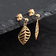 Pre-Owned Yellow Gold 27.5mm Leaf Dropper Earrings 43171434