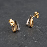 Pre-Owned Two Colour Gold 10mm Wishbone Stud Earrings 43171441