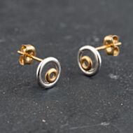 Pre-Owned 9ct Two Colour Gold 7.5mm Stud Earrings 43171443