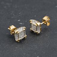 Pre-Owned 9ct Two Colour Gold 0.25ct Brilliant Cut Diamond Square Cluster Stud Earrings 43171450