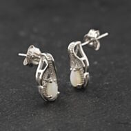 Pre-Owned 9ct White Gold 0.50ct Opal & 0.05ct Diamond Pear Shaped 12.7mm Stud Earrings 43171469
