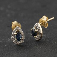 Pre-Owned 9ct Yellow Gold 0.16ct Sapphire & 0.10ct Diamond Pear Shaped 8.6mm Stud Earrings 43171471