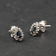 Pre-Owned 9ct White Gold 0.76ct Sapphire & 0.19ct Diamond Pear Shaped 6.8mm Stud Earrings 43171472