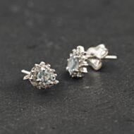 Pre-Owned 9ct White Gold 0.52ct Aquamarine & 0.19ct Diamond Pear Shaped 6mm Stud Earrings 43171473