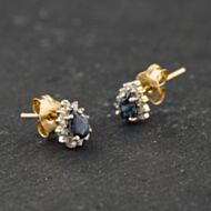 Pre-Owned 9ct Yellow Gold 0.94ct Sapphire & 0.19ct Diamond Pear Shaped Stud Earrings 43171479