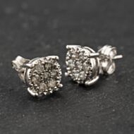Pre-Owned 9ct White Gold 0.50ct Brilliant Cut Diamond Round Cluster Stud Earrings 43171480