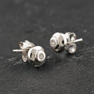 Pre-Owned 9ct White Gold 0.02ct Brilliant Cut Diamond Stud Earrings 43171485