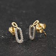 Pre-Owned 14ct Yellow Gold 11.5mm 0.10ct Brilliant Cut Diamond Loop Stud Earrings 43171493