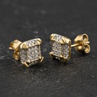 Pre-Owned 9ct Yellow Gold 7.3mm 0.25ct Brilliant Cut Diamond Square Stud Earrings 43171500