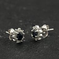 Pre-Owned 9ct White Gold Sapphire & Diamond Cluster Stud Earrings 43171506