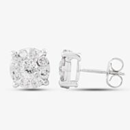 Pre-Owned 9ct White Gold 1.00ct Brilliant Cut Diamond Cluster Stud Earrings 4317172