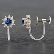 Pre-Owned Platinum Certificated Sapphire Oval Screw Fitting Stud Earrings 4317187