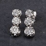 Pre-Owned 9ct White Gold 0.50ct Diamond Dropper Earrings 4317354